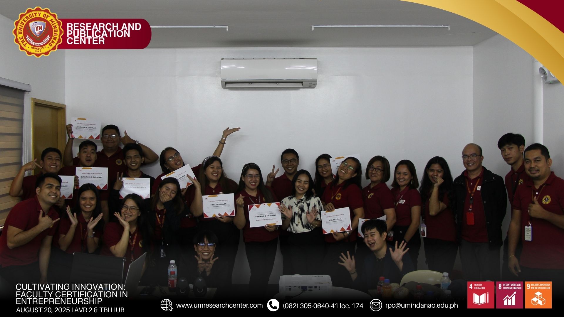 UMasenso Hub Empowers UM Faculty Members on Entrepreneurship, 11 Obtain Full Educator Certification